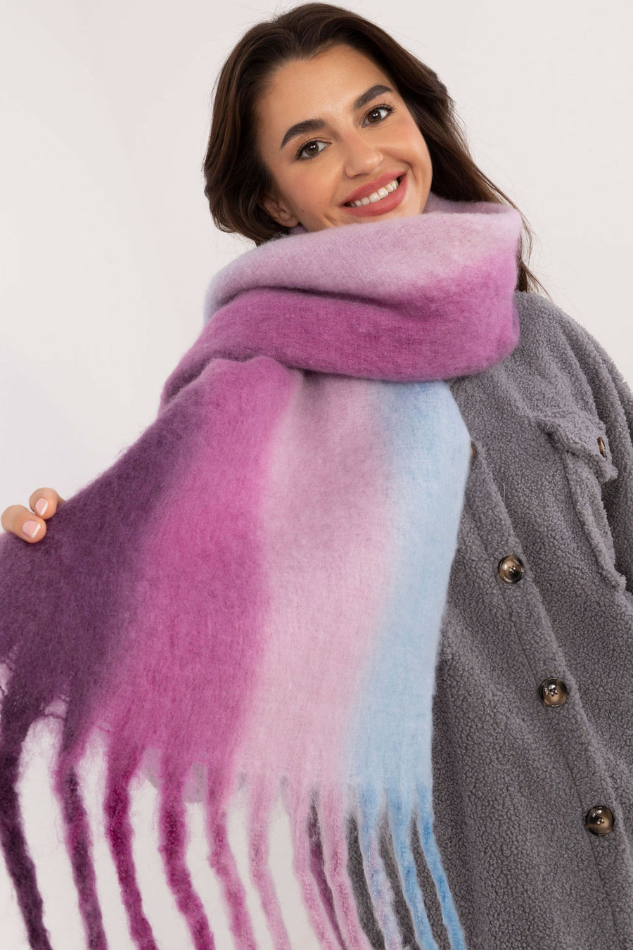 AT Violet Polyester Shawl