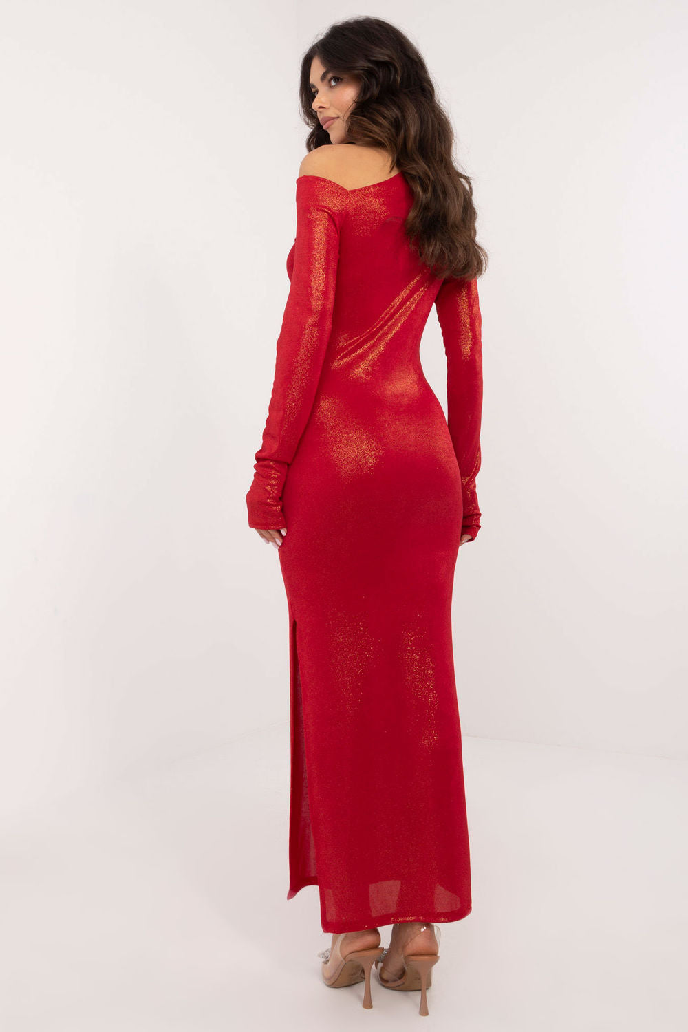 Italy Moda Red Maxi Bodycon Evening Dress - view 3