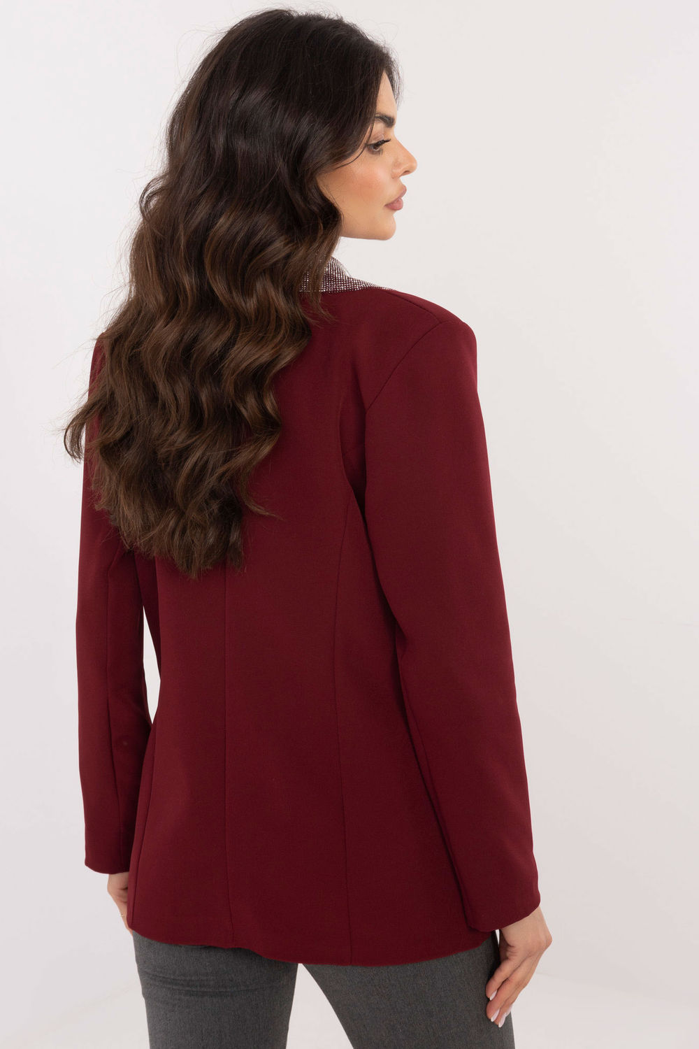 Italy Moda Burgundy Polyester Long Sleeve Jacket - view 3
