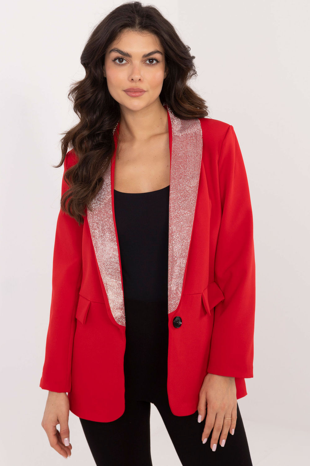Italy Moda Red Long Sleeve Jacket
