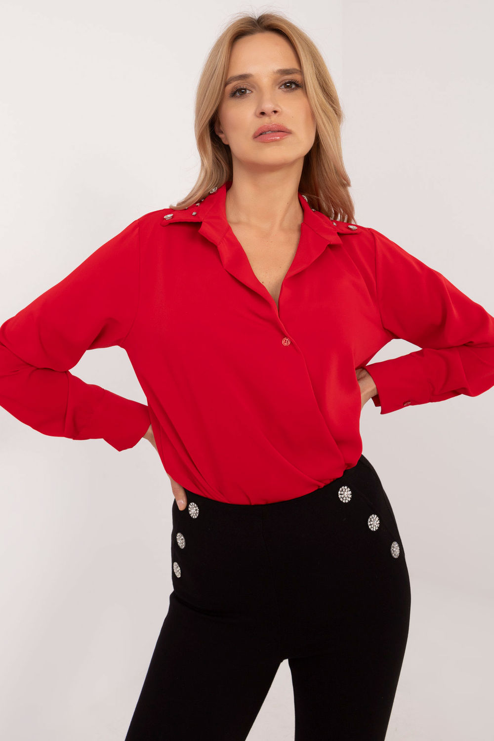 Italy Moda Red Long Sleeve Top