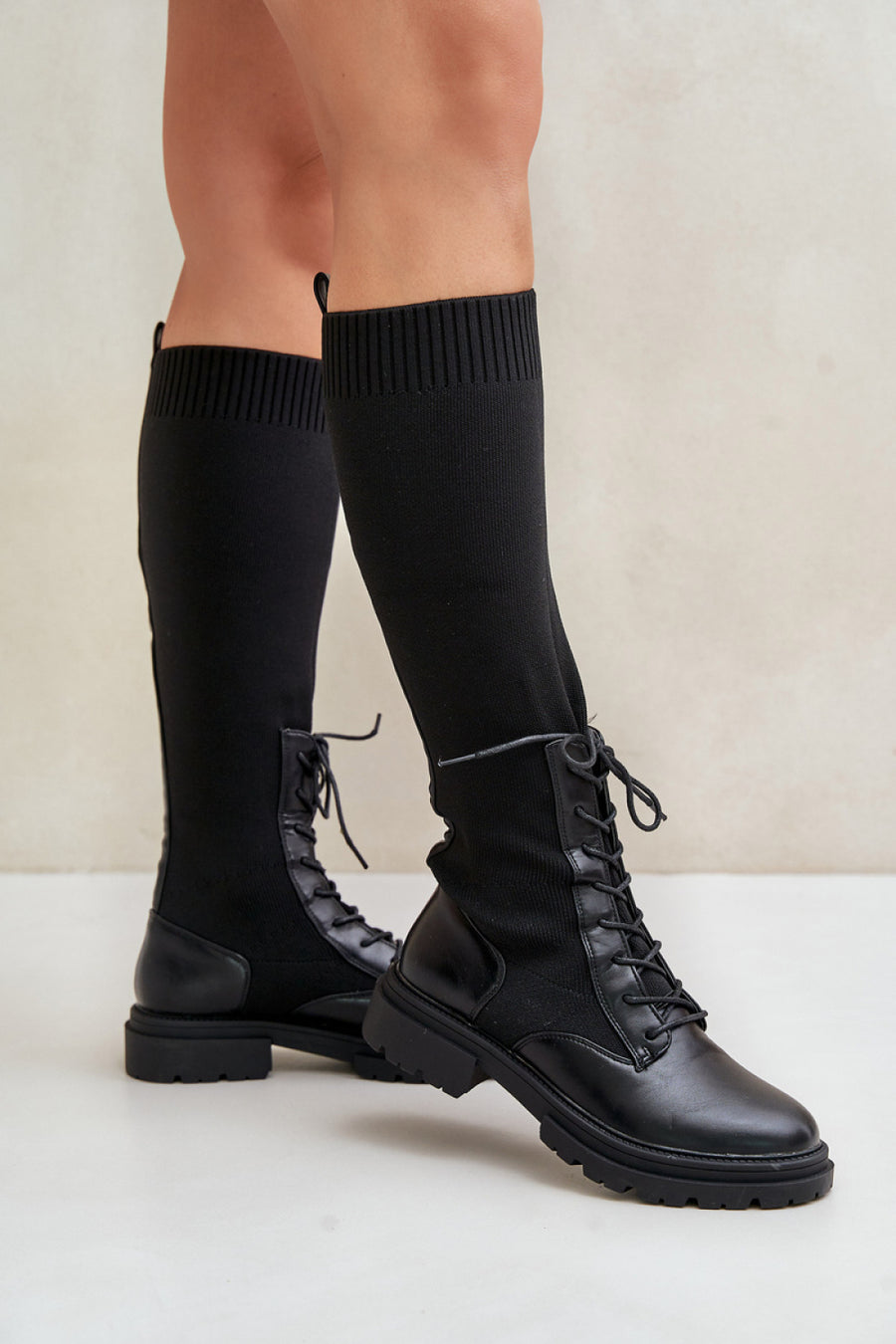 Step In Style Iranel Black Faux Leather Over The Knee Boots