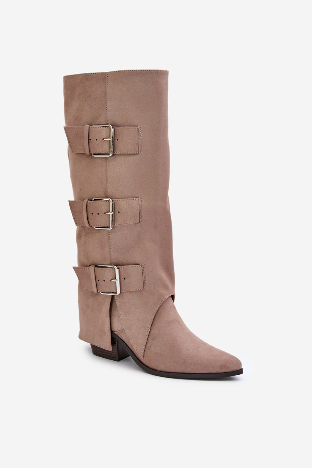 Step In Style Vamissa Beige Faux Suede Heeled Ankle Boots - view 2