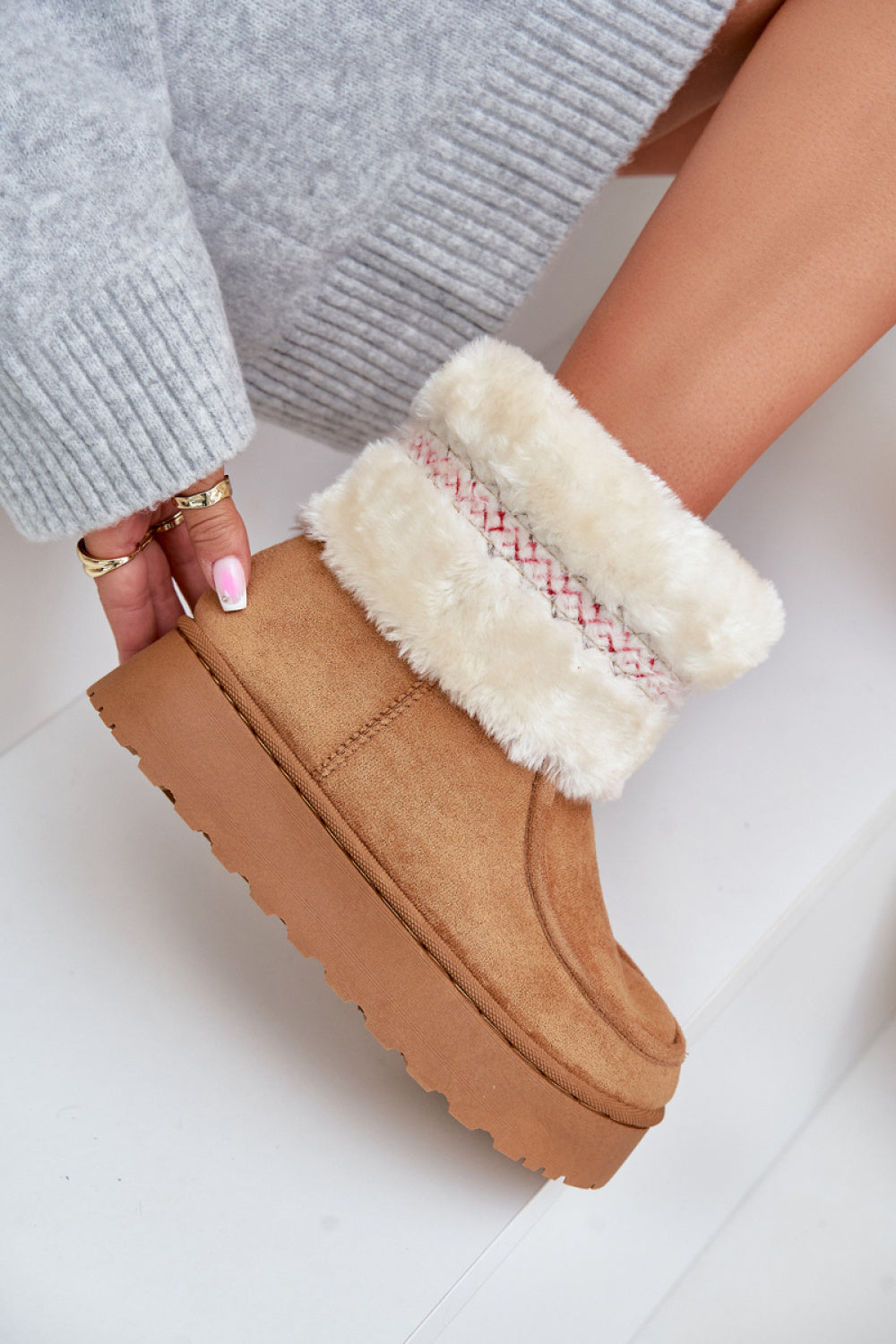 Step In Style Deepanti Camel Faux Suede Platform Snow Boots - view 3