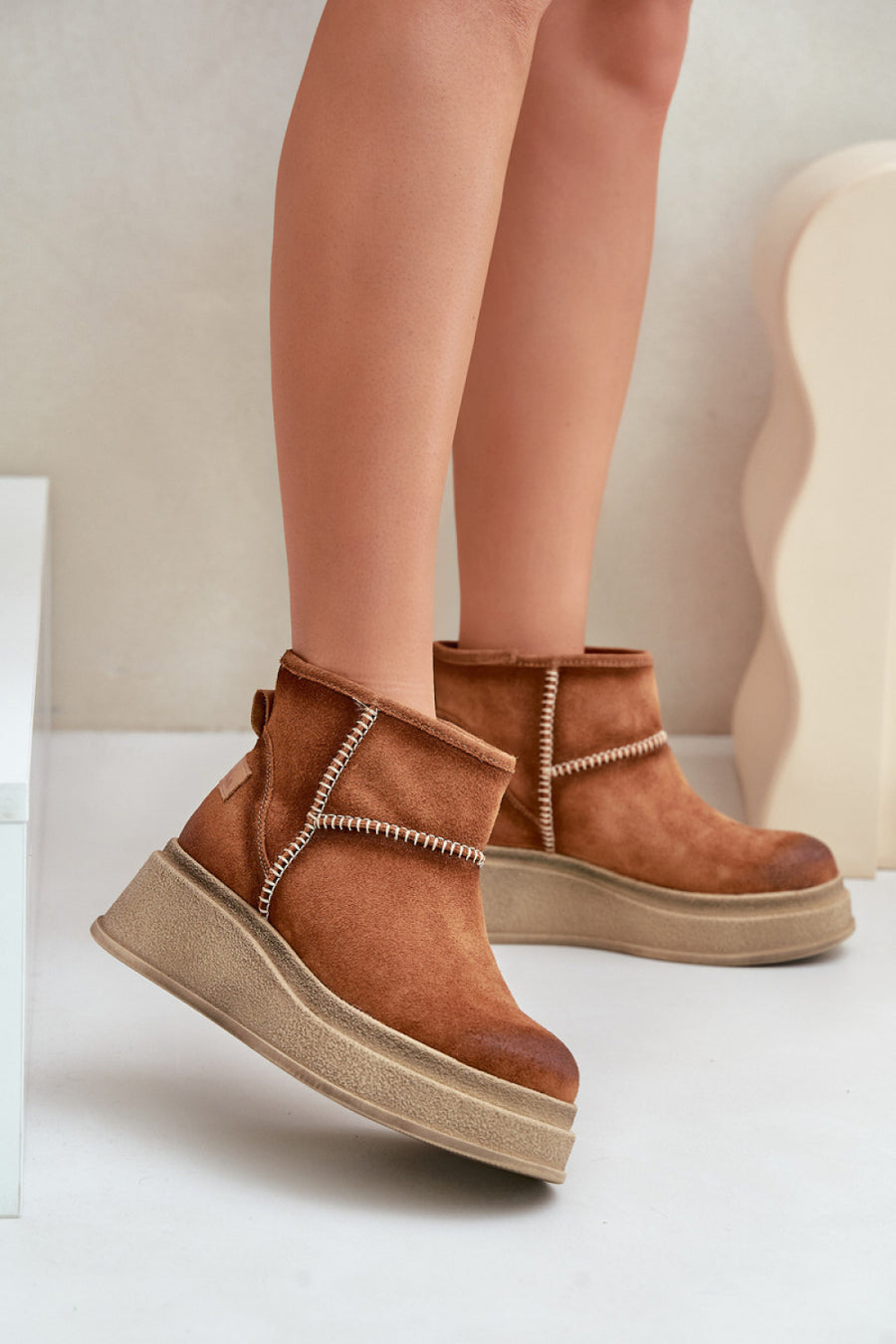 Step In Style Maciejka Brown Leather Platform Snow Boots