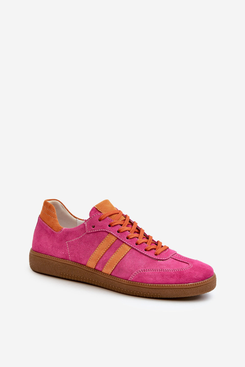 Step In Style Fuchsia Suede Lace Up Trainers - view 2