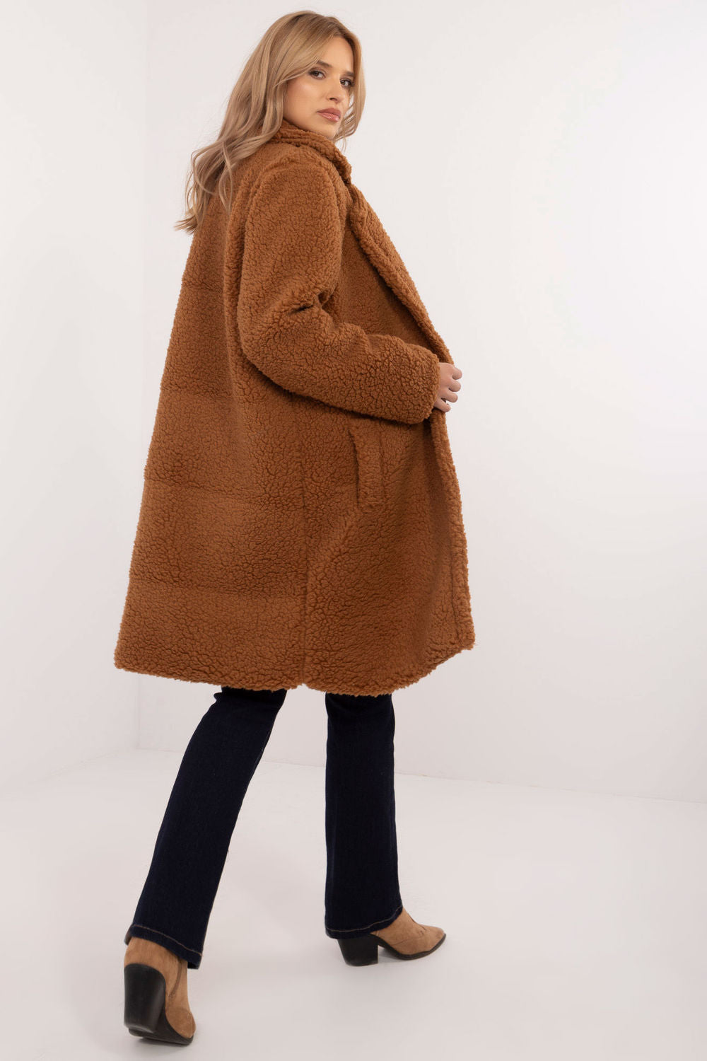 Italy Moda Light Brown Long Sleeve Coat - view 3