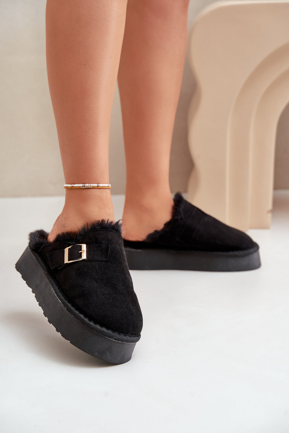 Step In Style Linneola Black Warm Lined Slippers