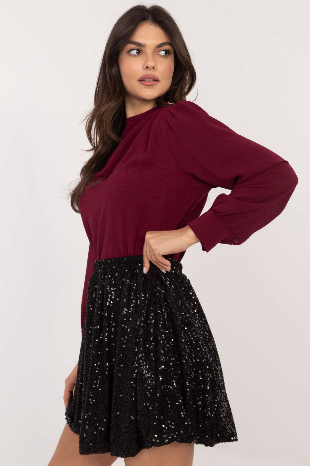 Italy Moda Black Sequin Mini Skirt - view 2