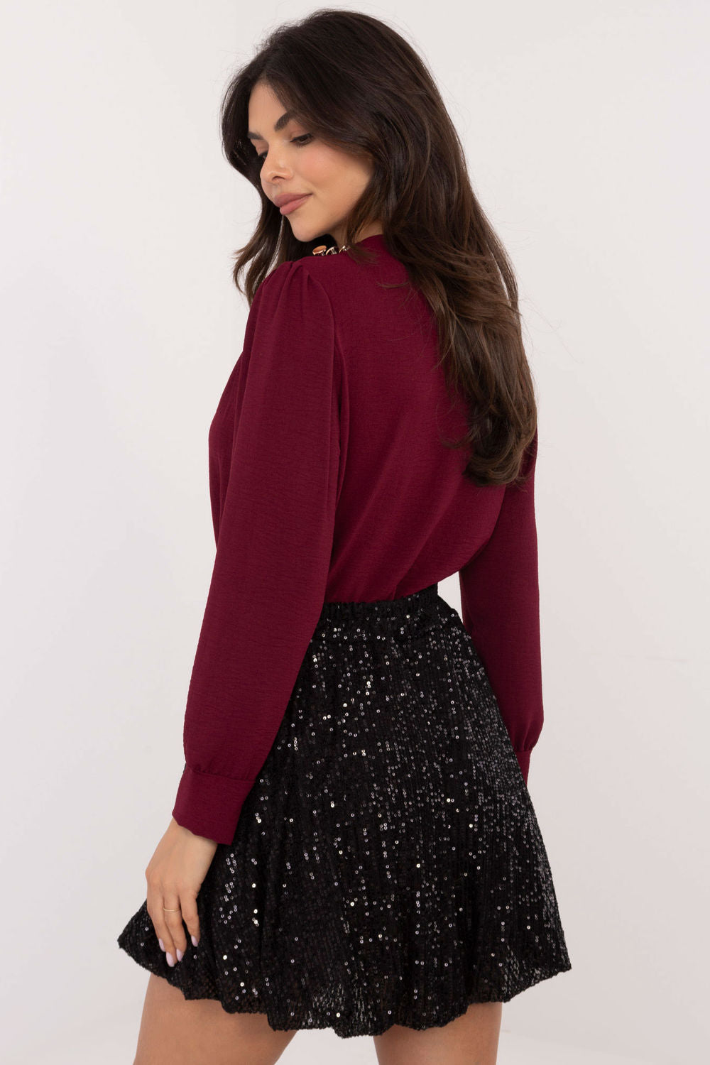 Italy Moda Black Sequin Mini Skirt - view 3