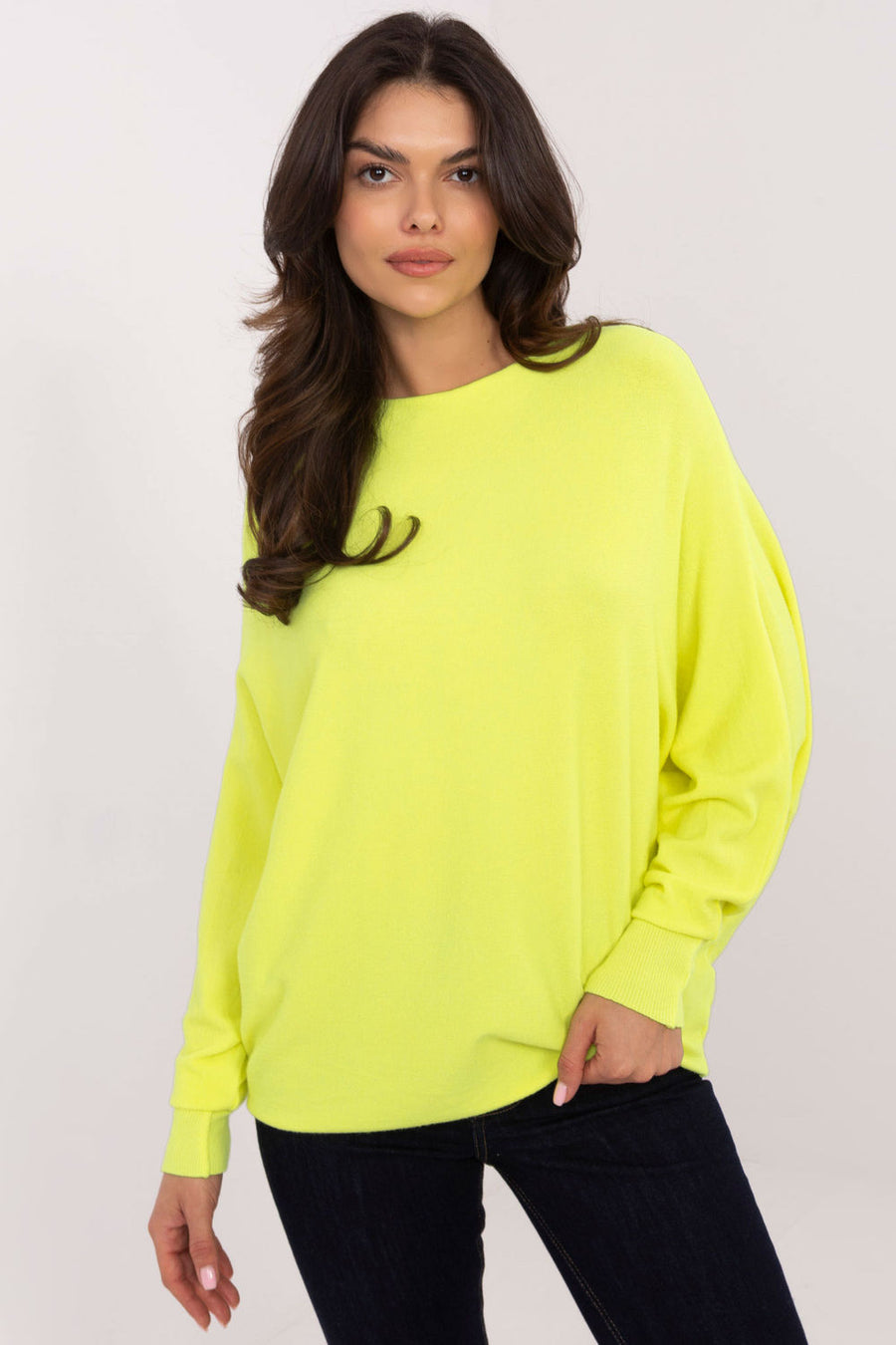 Italy Moda Neon Yellow Oversized Long Sleeve Jumper