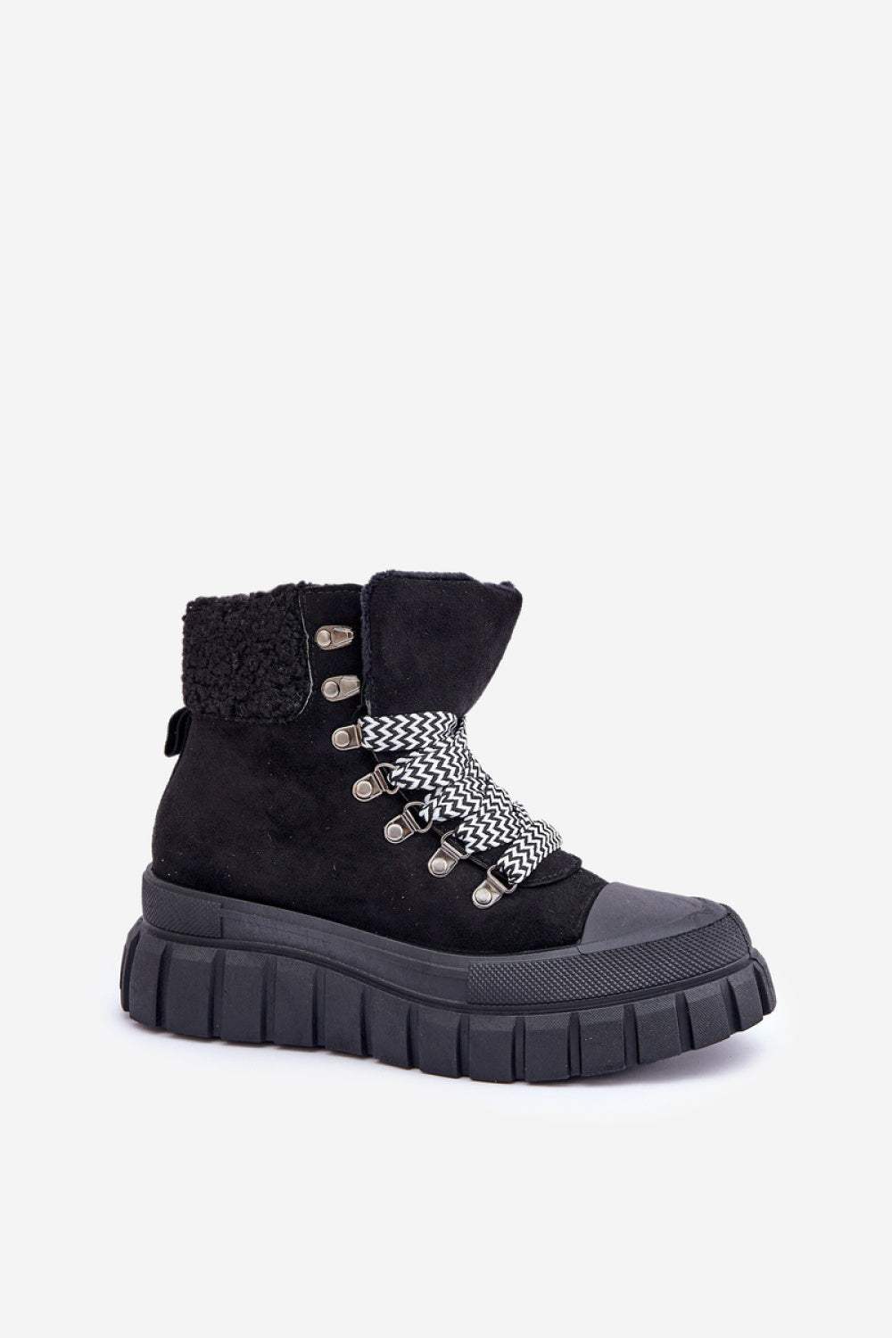 Step In Style Alcyhen Black Faux Suede Platform Hiking Style Boots - view 2