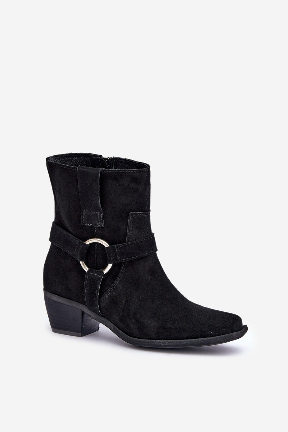 Step In Style Zazoo Black Suede Stiletto Heeled Ankle Boots - view 2