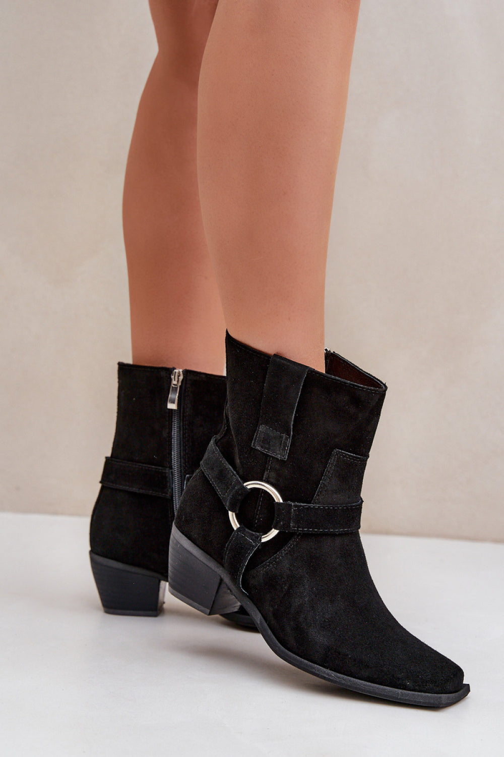 Step In Style Zazoo Black Suede Stiletto Heeled Ankle Boots - view 3