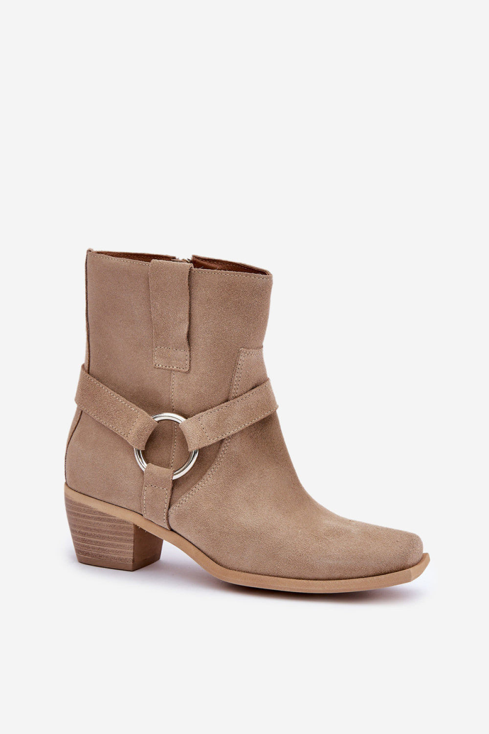 Step In Style Zazoo Light Beige Suede Stiletto Heeled Ankle Boots - view 2
