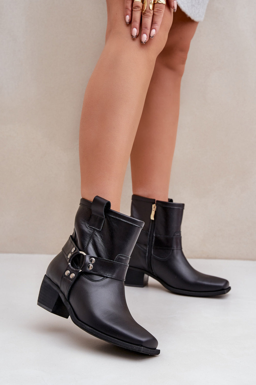 Step In Style Zazoo Black Leather Stiletto Heeled Ankle Boots