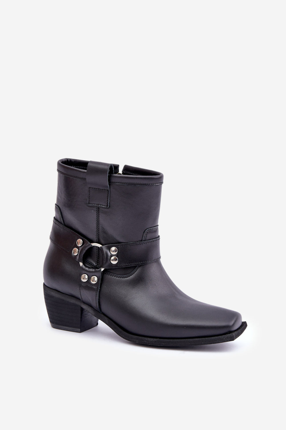Step In Style Zazoo Black Leather Stiletto Heeled Ankle Boots - view 2