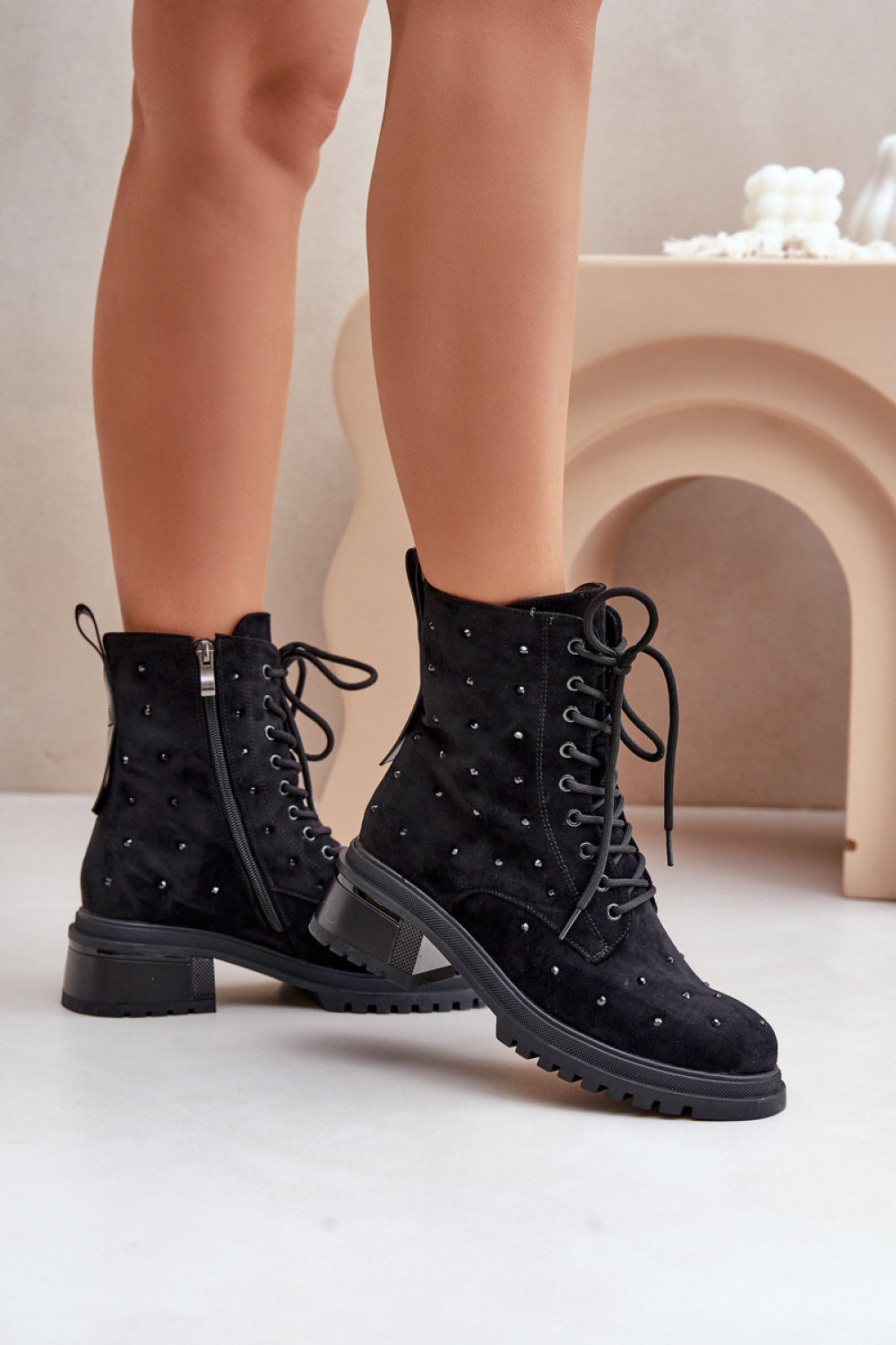 Step In Style Black Faux Suede Flat Ankle Boots
