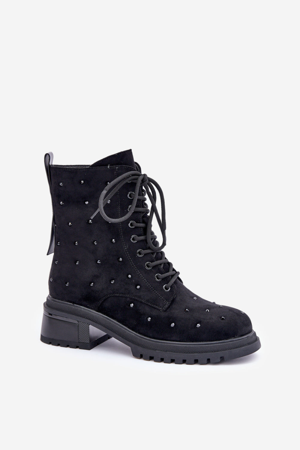Step In Style Black Faux Suede Flat Ankle Boots - view 2