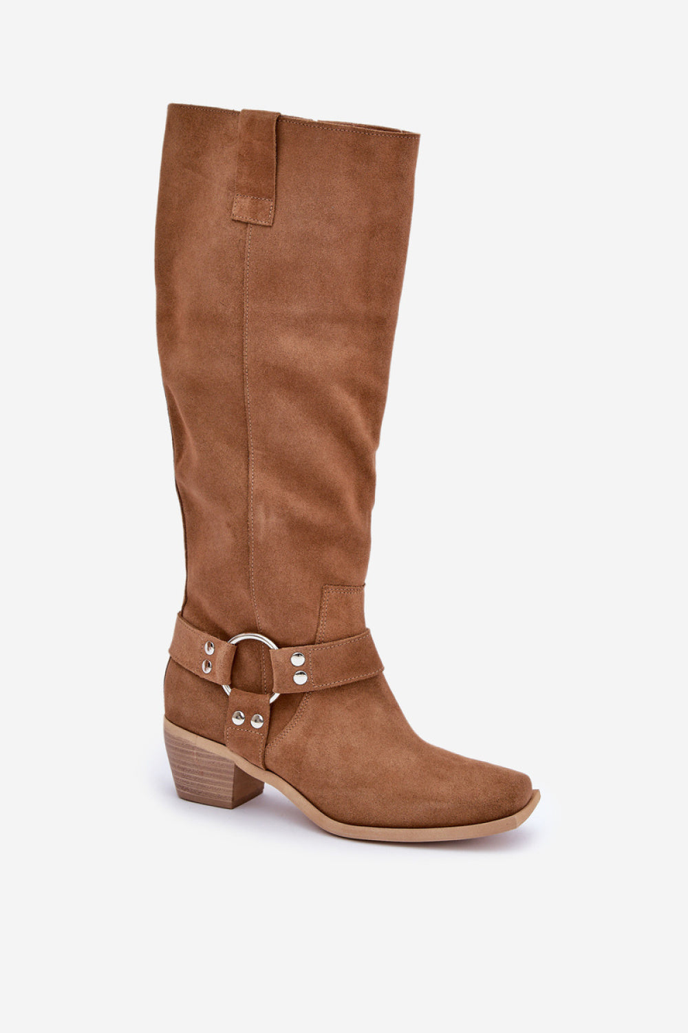 Step In Style Zazoo Camel Suede Striped Heeled Ankle Boots - view 2