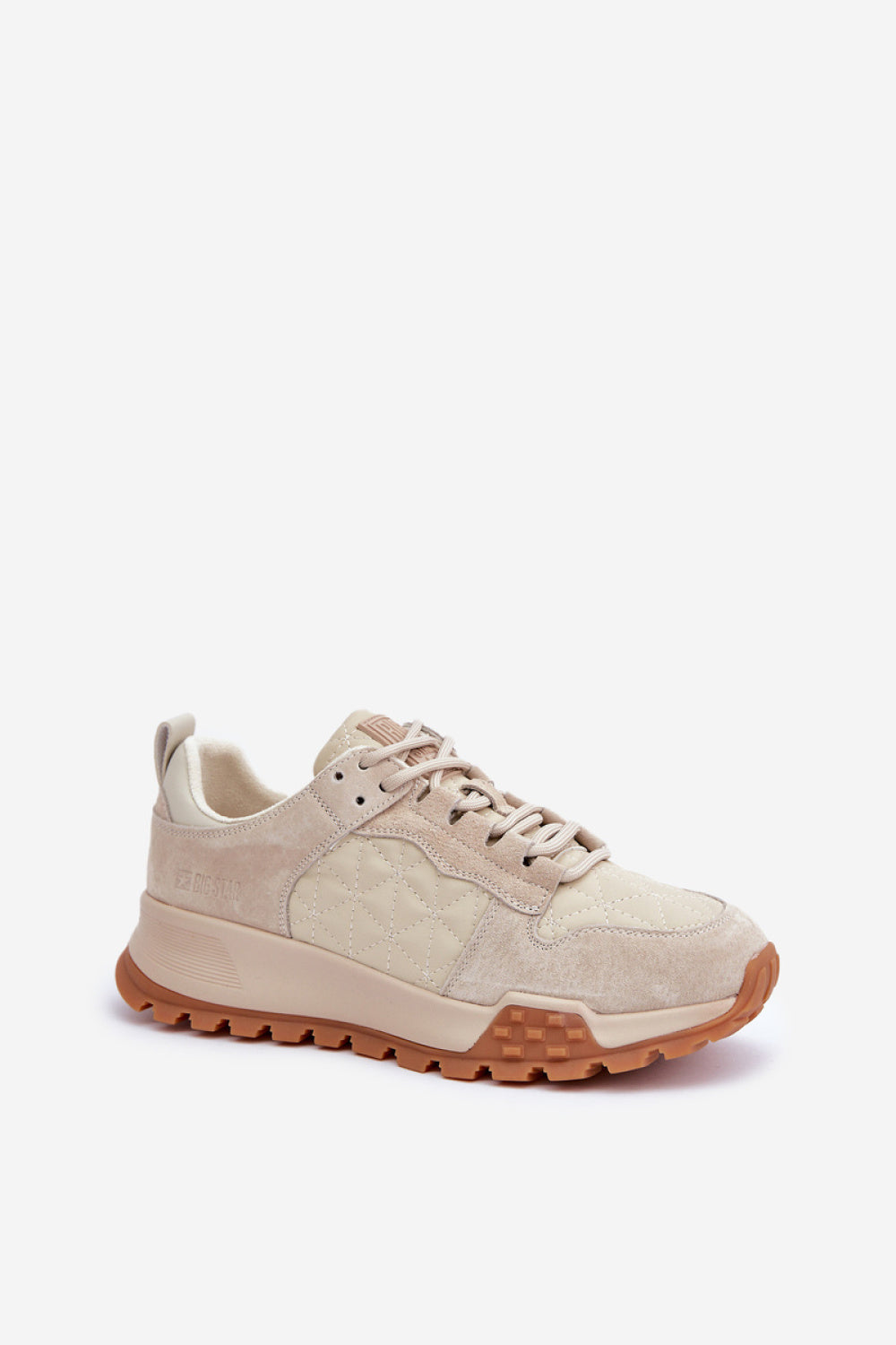 Step In Style Beige Leather Platform Trainers - view 2