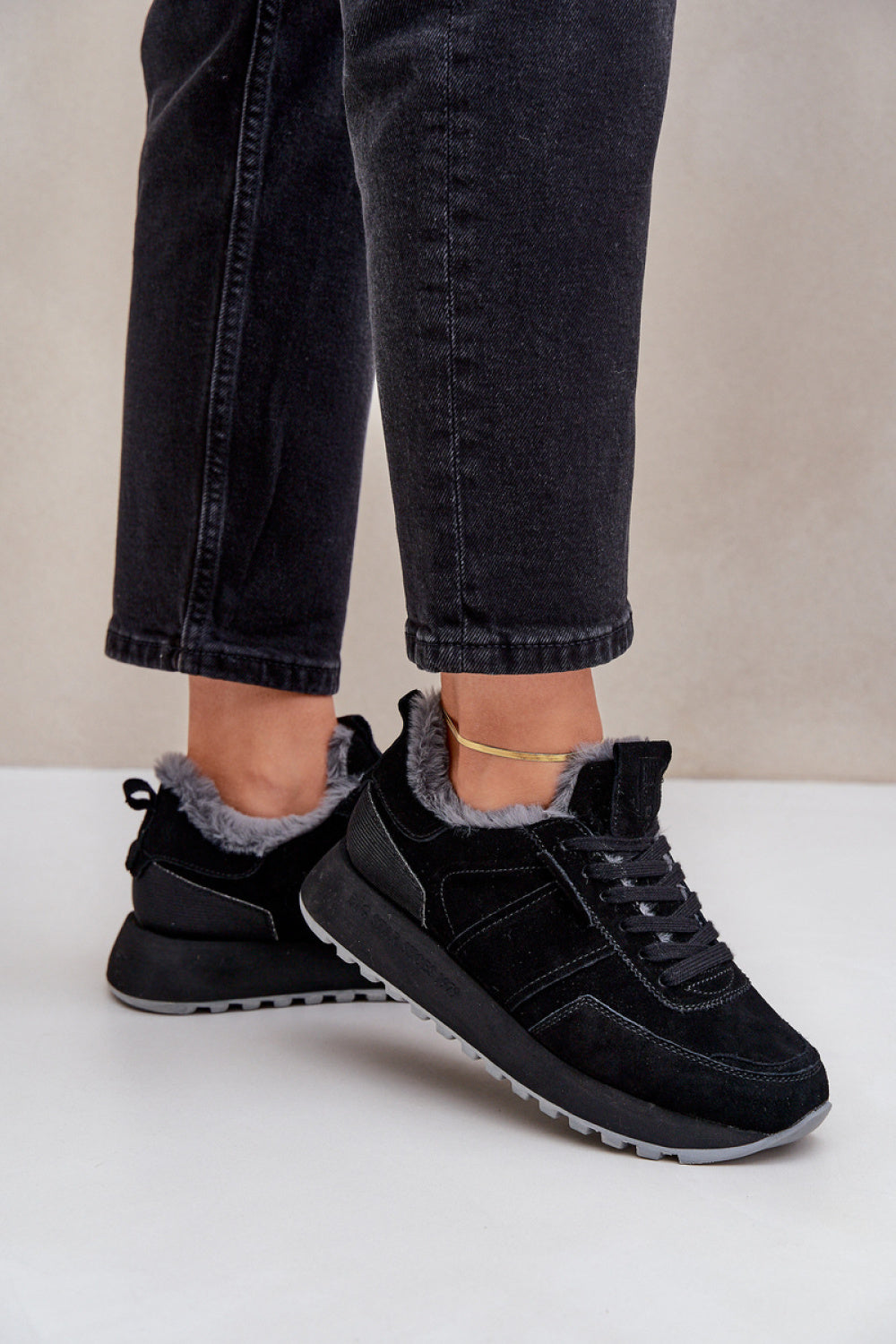 Step In Style Black Suede Lace Up Trainers - view 3