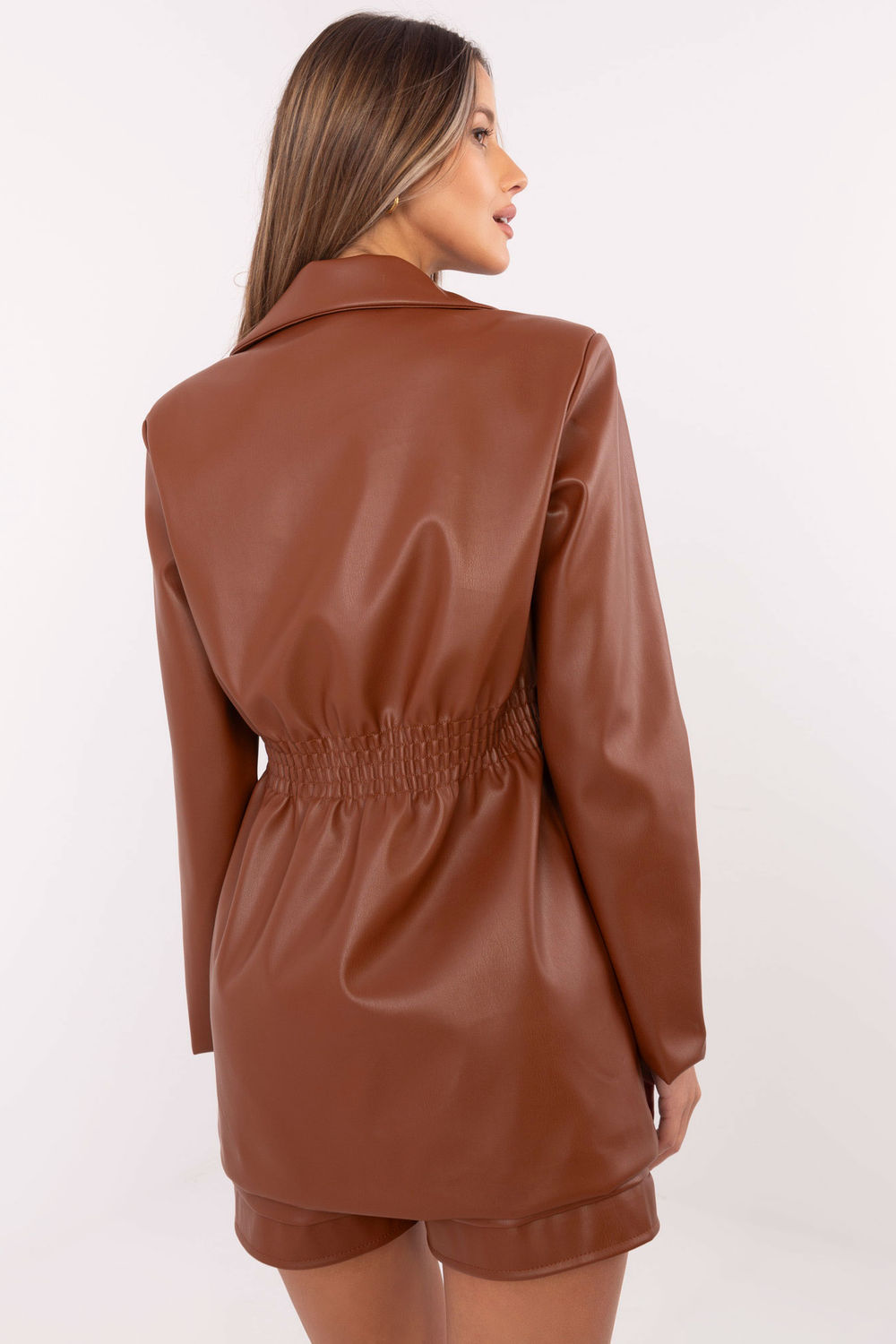 Italy Moda Brown Faux Leather Jacket - view 3