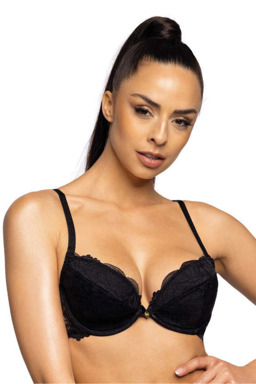 Mat Nell Black Lace Plunge Push-Up Bra