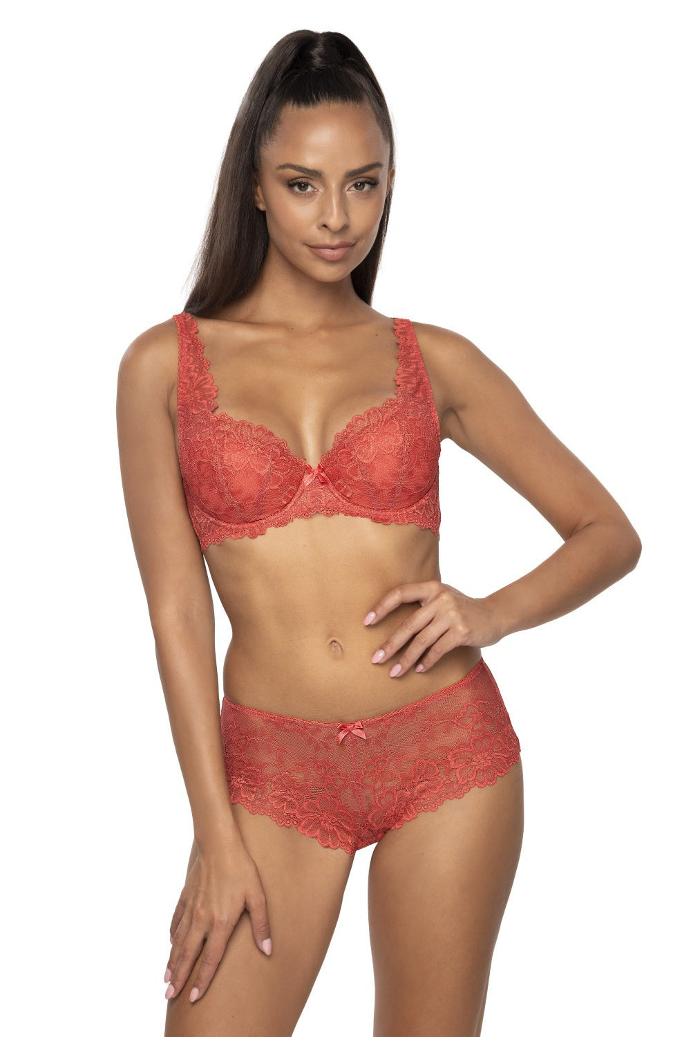 Mat Carmela Brick Red Lace Wrap Shorts - view 2