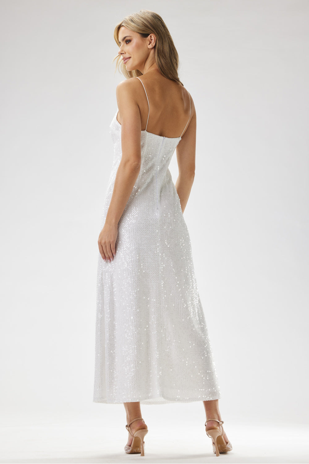 Awama White Sequin Bodycon Maxi Dress - view 3