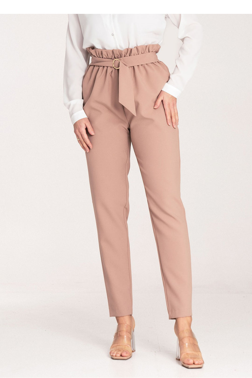 Figl Beige Polyester Trousers with Pockets