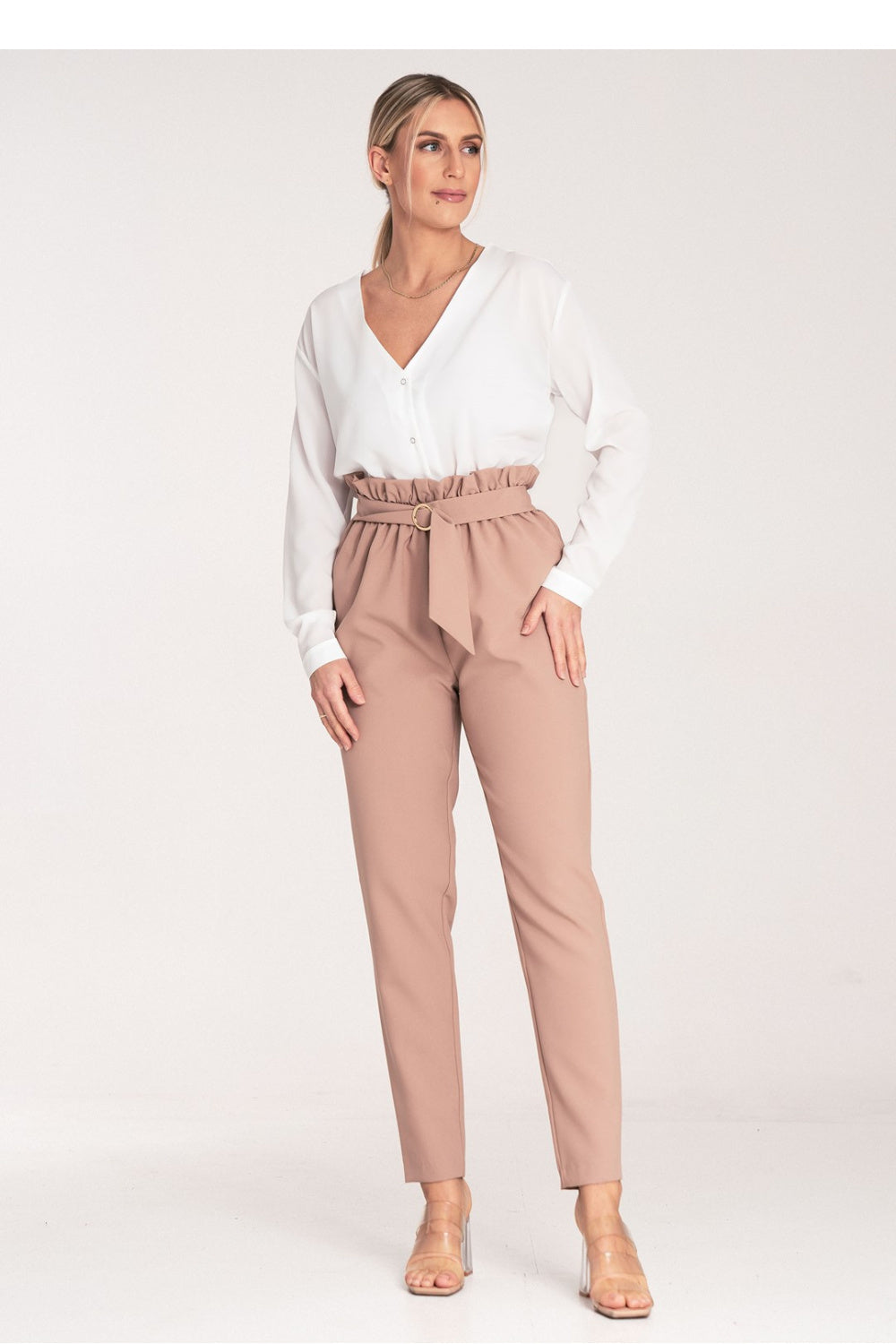 Figl Beige Polyester Trousers with Pockets - view 2