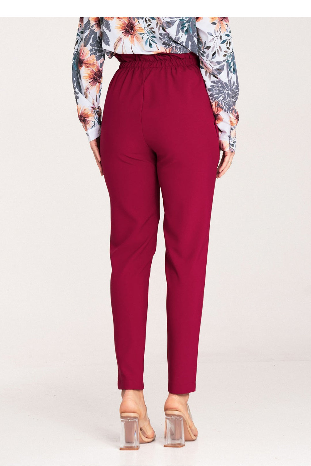 Figl Burgundy Polyester Pleated Trousers - view 3