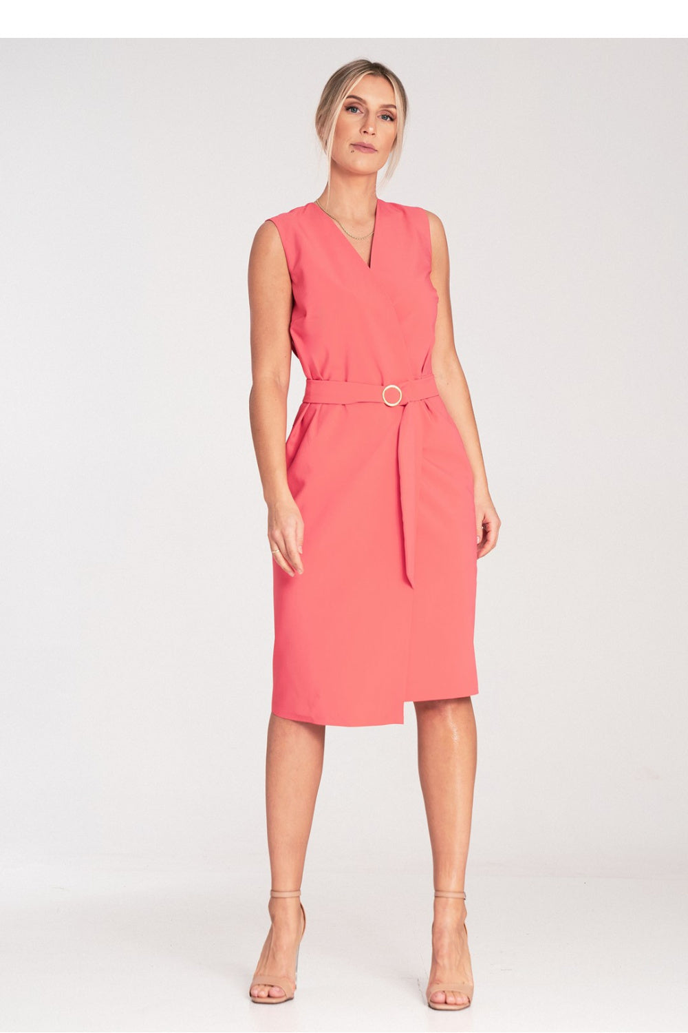 Figl Coral Midi Wrap Sleeveless Dress