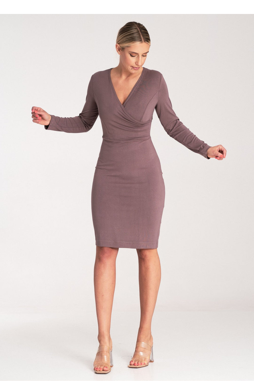 Figl Brown Bodycon V-Neck Dress - view 2
