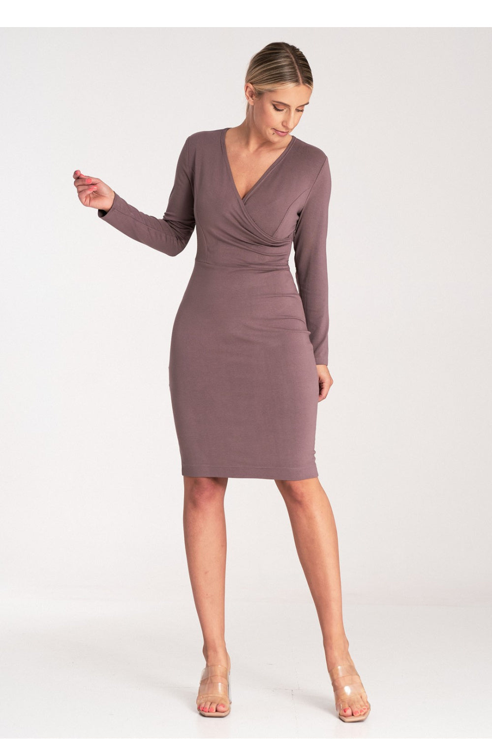 Figl Brown Bodycon V-Neck Dress - view 4