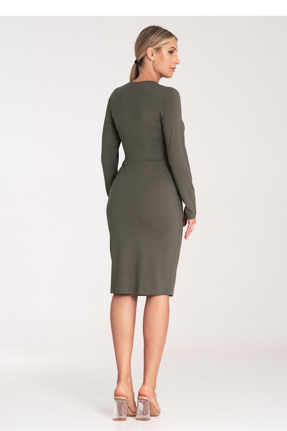 Figl Olive Bodycon V-Neck Dress - view 3