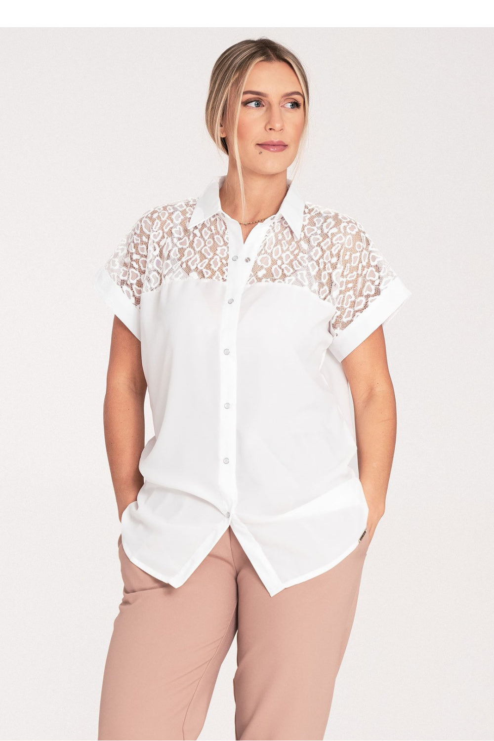 Figl Ecru Short Sleeve Top