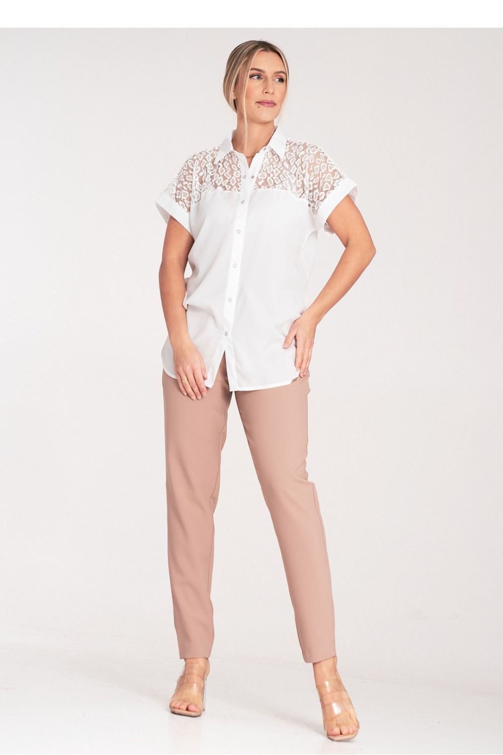 Figl Ecru Short Sleeve Top - view 2