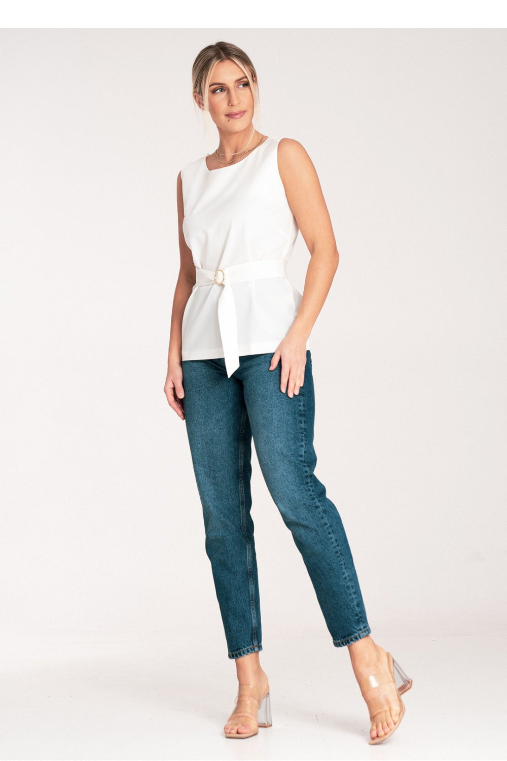 Figl Ecru Boat Neck Blouse - view 2