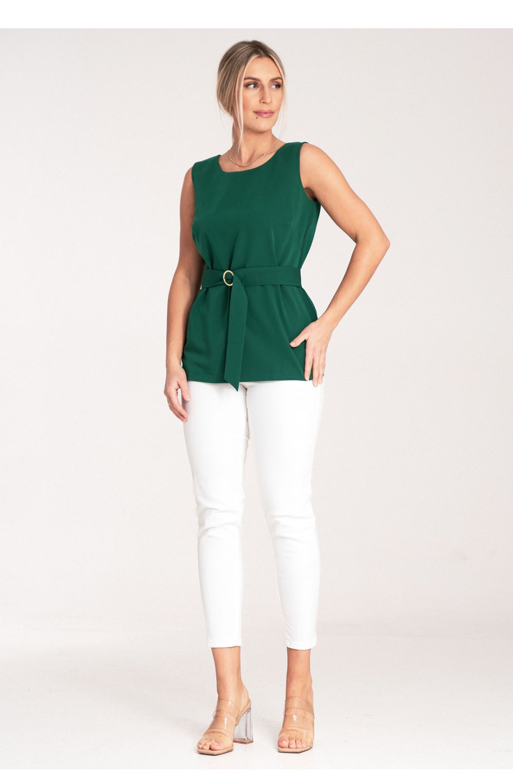Figl Green Boat Neck Blouse - view 2