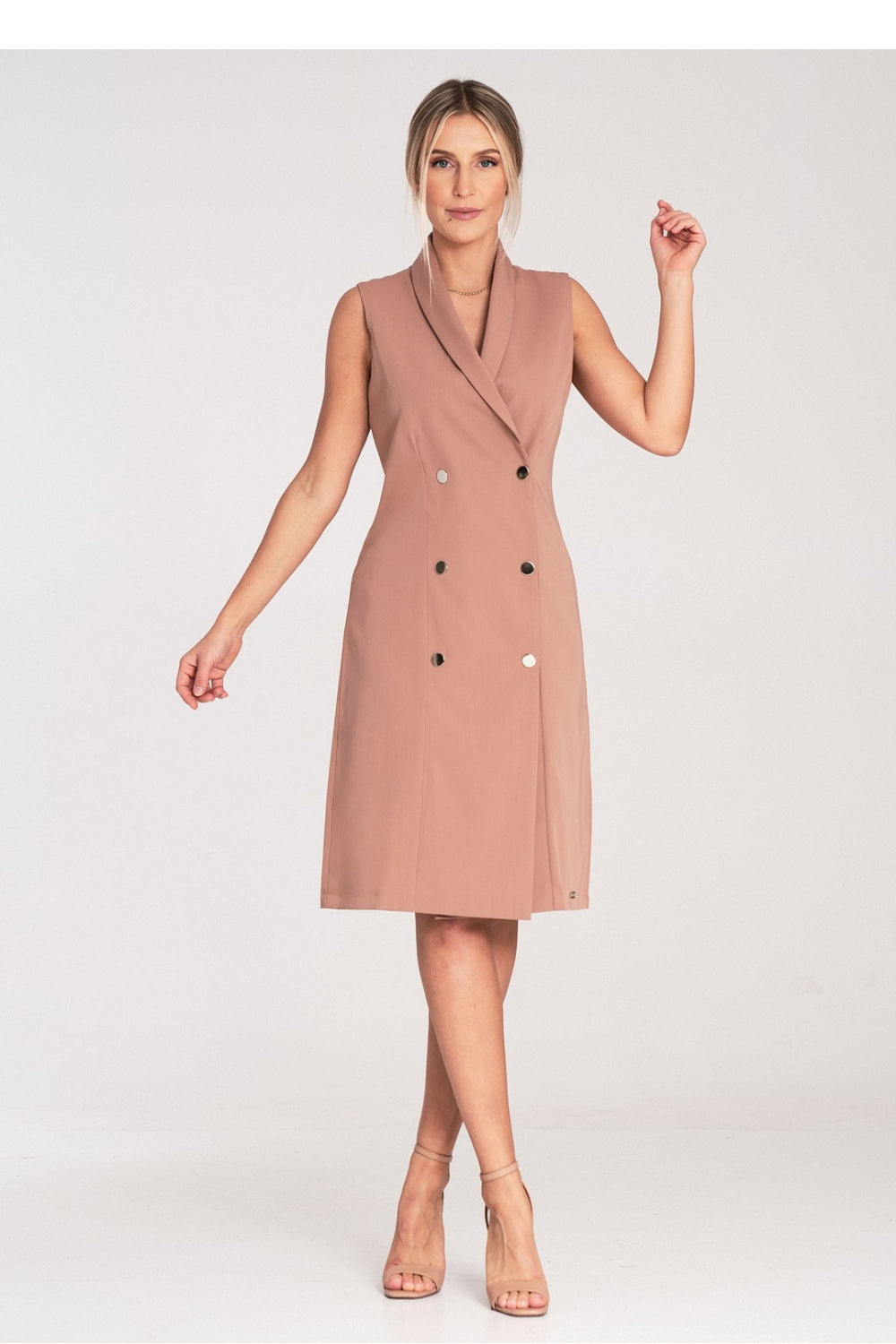 Figl Beige Midi Wrap Sleeveless Dress