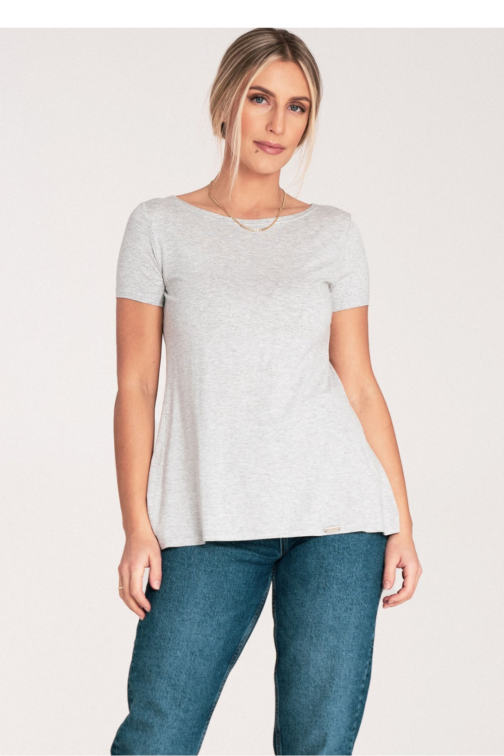 Figl Light Grey Bodycon Long Sleeve Blouse