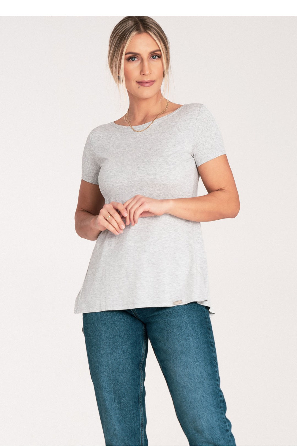 Figl Light Grey Bodycon Long Sleeve Blouse - view 2