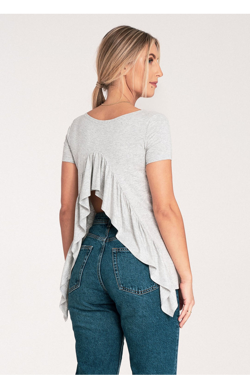 Figl Light Grey Bodycon Long Sleeve Blouse - view 3