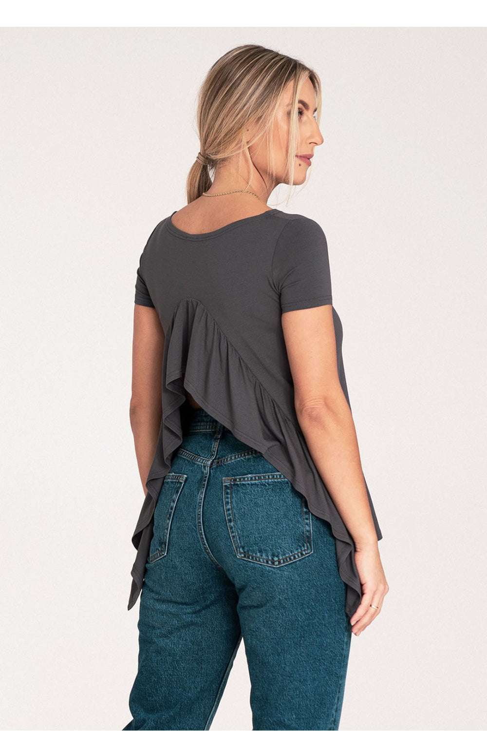 Figl Dark Grey Bodycon Long Sleeve Blouse - view 3