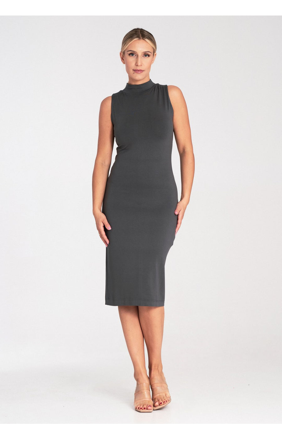 Figl Grey Midi Bodycon Sleeveless Dress