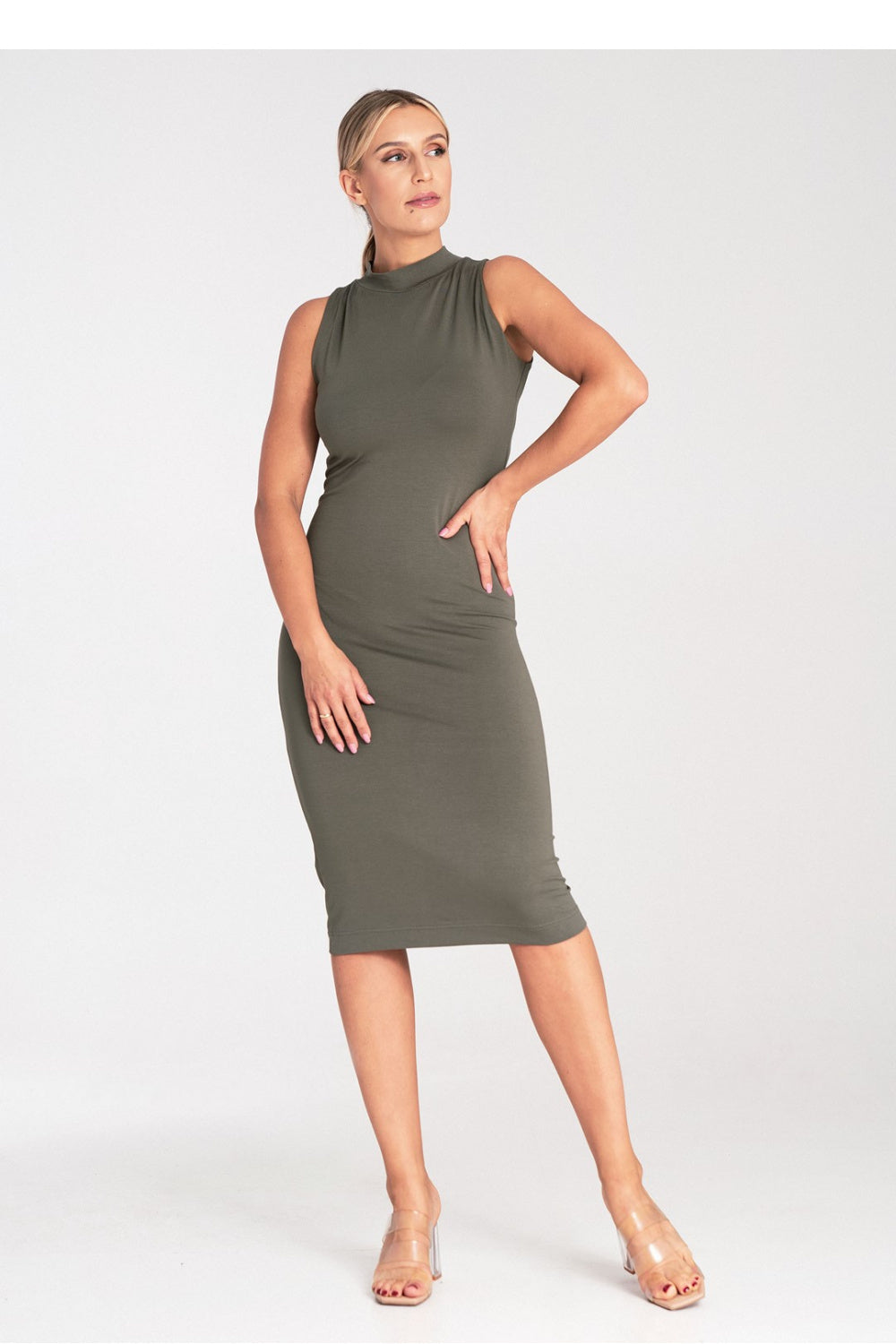 Figl Olive Midi Bodycon Sleeveless Dress - view 4