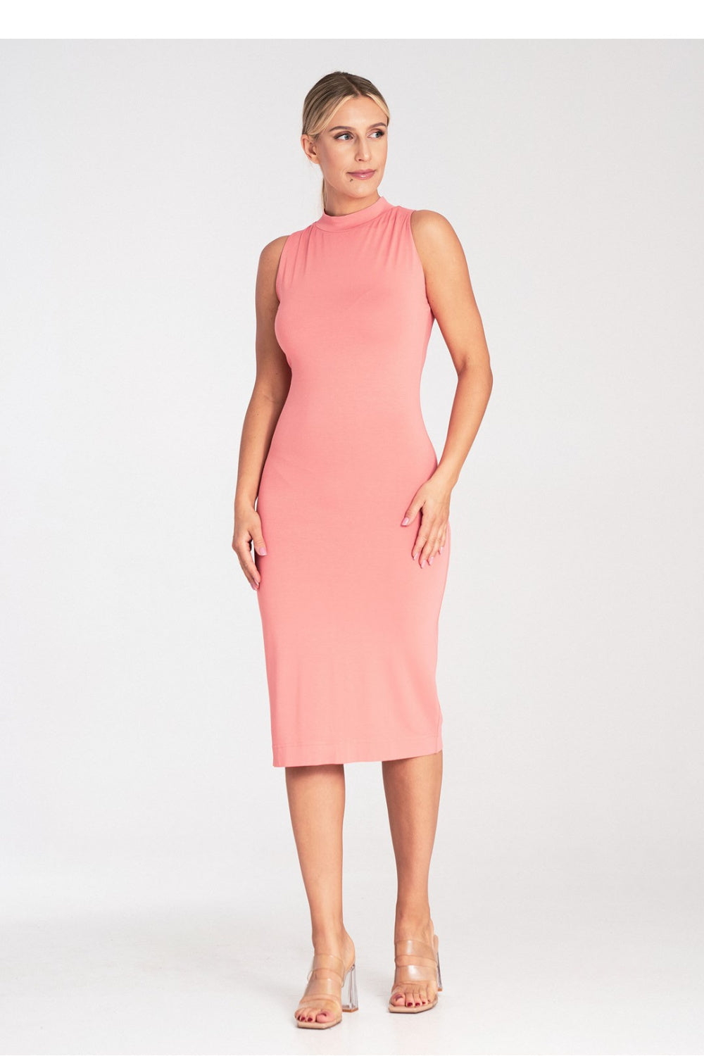Figl Coral Midi Bodycon Sleeveless Dress