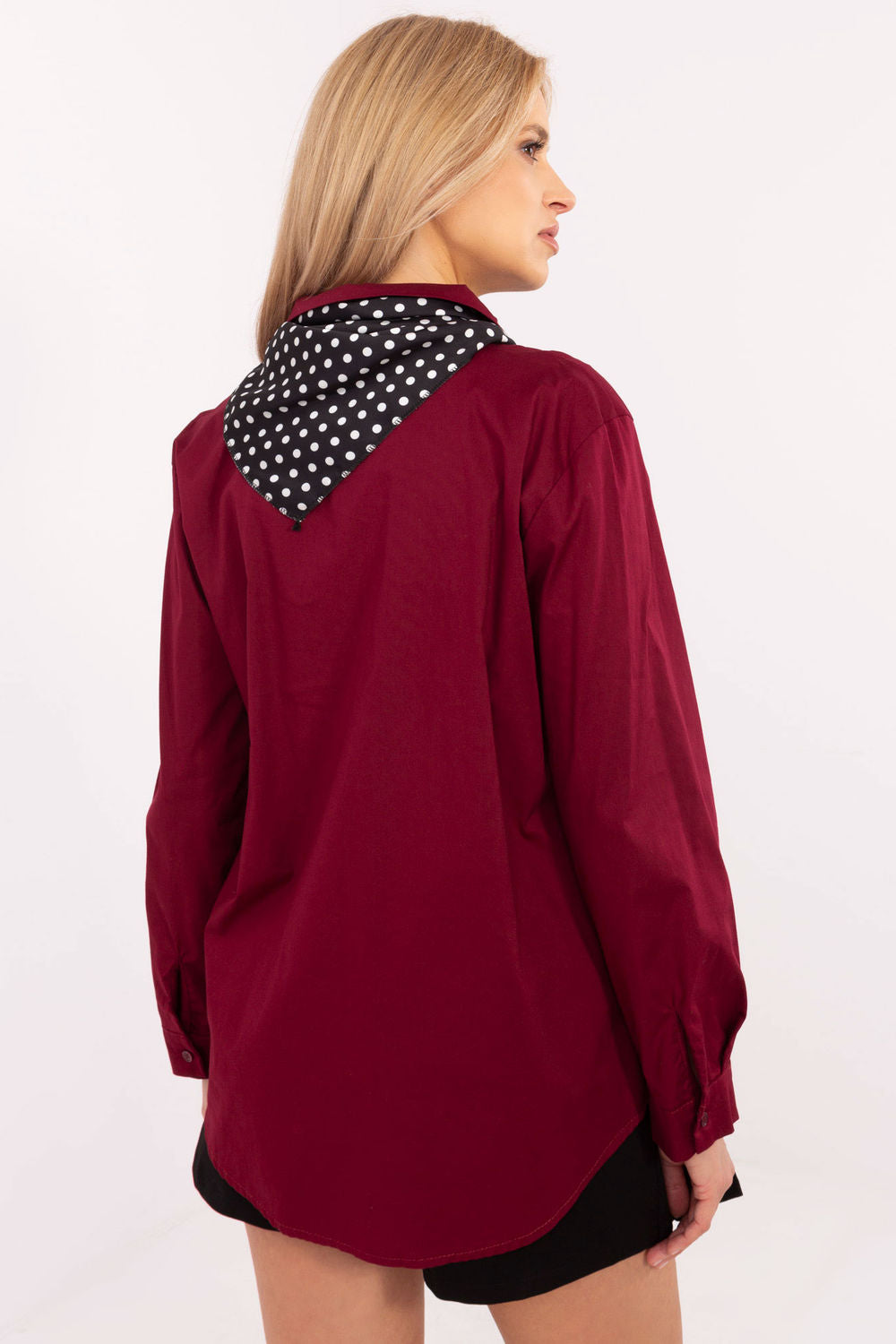 Italy Moda Burgundy Cotton Long Sleeve Top - view 3
